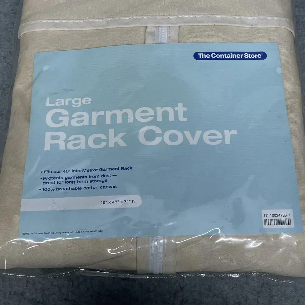 Vtg The Container Store Large Canvas Garment Rack Cover 48 InterMetro NOS